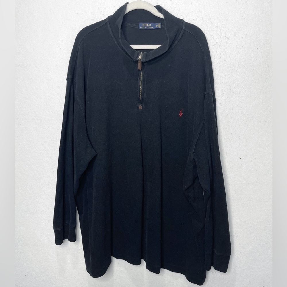 Polo Ralph Lauren 100% Cotton 1/4 Zip Long Sleeve Black Pullover Size 5XB Comfy